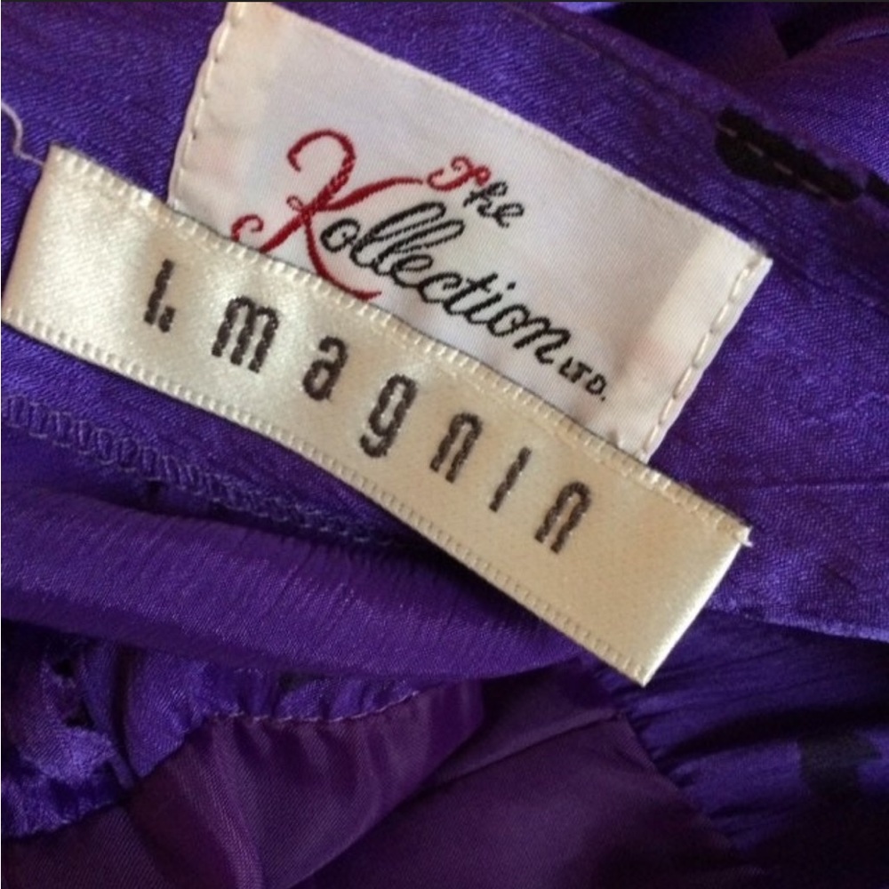80s Purple Polka Dot Dress I Magnin Vintage Bow S - Picture 2 of 4